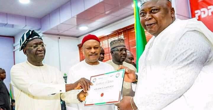 PDP Ogun State Governorship Candidate Hon Ladi Adebutu Receives Certificate Of Return