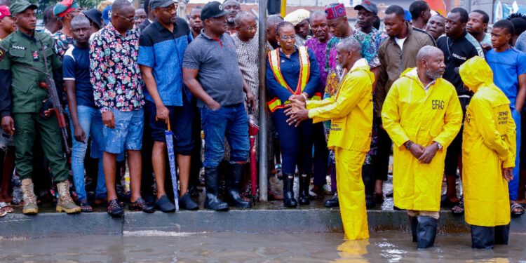 Flooding: Obasa Inspects Failed Portion Of Okekoto Junction As Repair Works Commenced