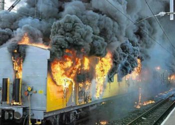 Fire Razes A Section Of Blue Rail Line In Lagos