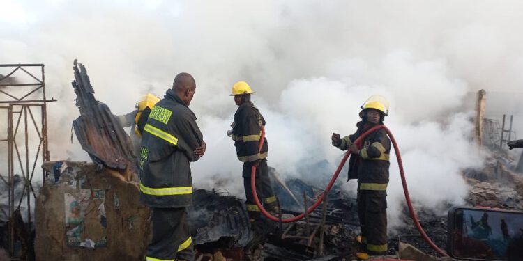 Fire Guts Lagos Spare Parts Market, Security Guard Killed