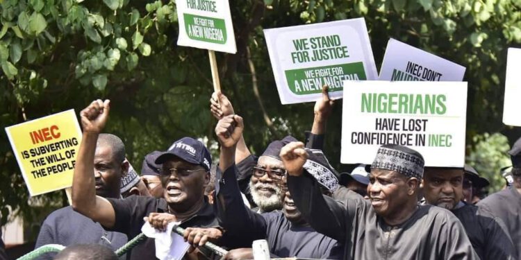 Atiku Abubakar And His Band Of Jesters At INEC Headquarters