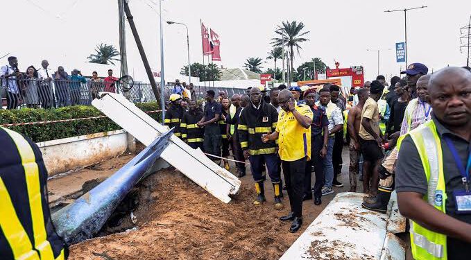 Four Escape Death As Helicopter Crashes In Ikeja, Lagos
