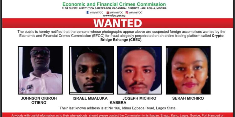 EFCC Declares 4 Foreigners, 4 Nigerians Wanted Over N1.3 Trillion CBEX Crypto Scam