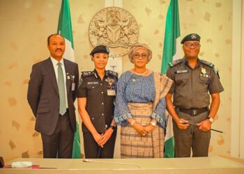 Photo News: Oluremi Tinubu Decorates Promoted Officers in Her Office