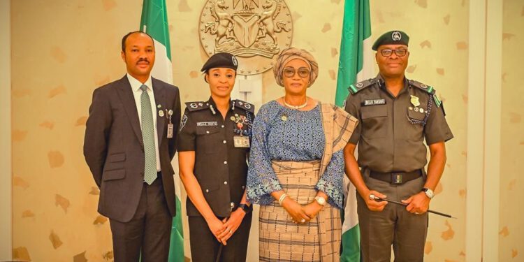 Photo News: Oluremi Tinubu Decorates Promoted Officers in Her Office