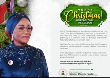 Oluremi Tinubu Calls for Love, Unity and Hope Beyond the Christmas Season