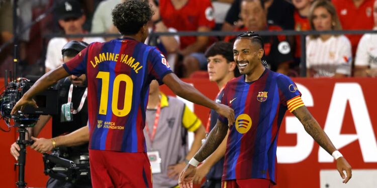 Raphinha hat-trick fires perfect Barcelona to win at Sevilla